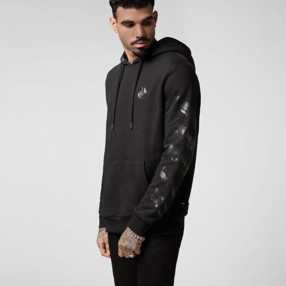 Philipp Plein Skull-print rhinestone-embellished hoodie, Size EU 3XL/US XL-2XL